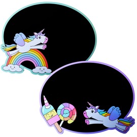 TE-Trend Pack of 6 Children's Chalkboard with Unicorn Motif, Colouring Board with Colouring Chalk, Party Bag, Gift Set, Multicoloured