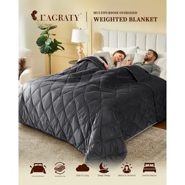 L'AGRATY King Size Weighted Blanket for Adults 30lbs, 88"x104" — Cooling Breathable Heavy Blanket with Glass Beads for Sleeping Perfect for Hot Sleepers & Couples Machine Washable All-Season Grey