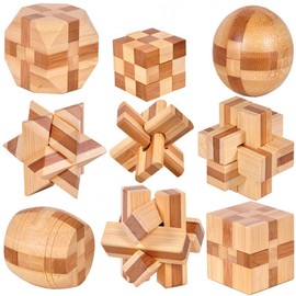 Chonor 9-Piece 3D Puzzle Brainteaser Thinking Game Set Made of Wood, Classic Wooden Toy, Puzzle Game, Patience Game, Intelligence, Educational Brain Training Toy, Logic Game for Children and Adults