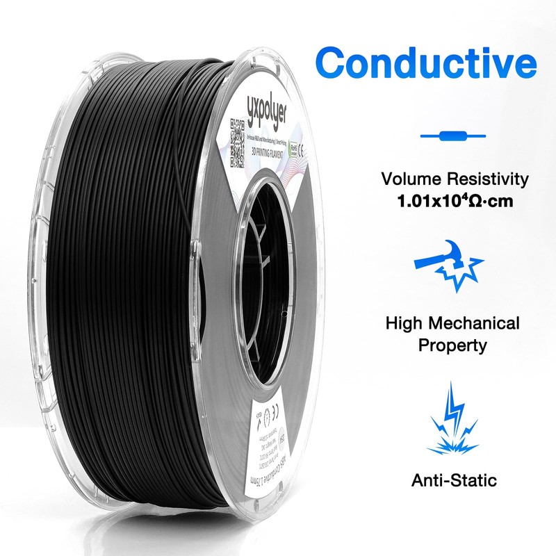 YXPOLYER Conductive ABS Filament 1KG 1.75mm for 3D Printing Engineering