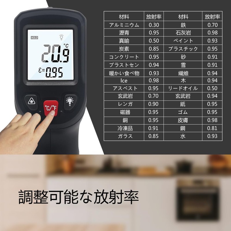 KT600B Non-Contact Infrared Thermometer Cooking Digital Thermometer for Kitchen Industrial