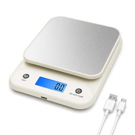 Digital Food Scale for Kitchen 11lb/0.1oz, 5kg/0.1g, Kitchen Scale for Cooking Baking, Built-in 300mAh Li-Battery, Rechargeable Type-C Charging White 