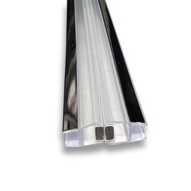 Gordon Glass® Universal 180 Degree Shower Door Magnetic Seal with Chrome Trim Accent for 3/16" and 1/4" Glass Frameless Shower Doors - 73" Long - Set