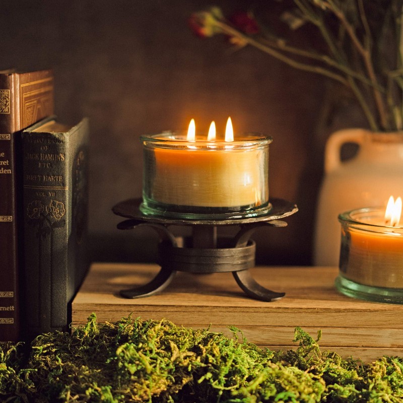 Bluecorn Botanica Beeswax Candle: 3-Wick Scented Candle Made with Pure