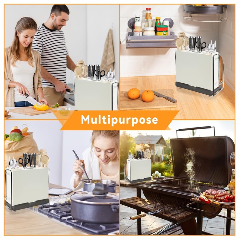 HMIEPRS Knife Holder, Knife Block Multifunctional Large Capacity with Cutting