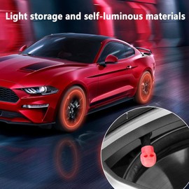 Eowppue 8Pcs Skull Dust Caps For Car Tyres (Red, Blue) - Universal Fluorescent Tyre Valve Caps, Glow-in-dark Dust Caps, Luminous Car Tyre Valve Caps, Cool Car Accessories for Bike, Motor, Car, Truck