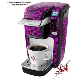 WraptorSkinz Decal Style Vinyl Skin compatible for Keurig K10 / K15 Mini Plus Coffee Makers Pink Skull Bones (COFFEE MAKER NOT INCLUDED)