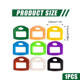 50 Pieces Coloured Key Covers Caps, 1.1 Inch Plastic Key Identifier Tags with Blank White Cardstock Labels and Clear Plastic Sheet, Flexible Key Organisers for House and Car Keys, Lightweight Durable