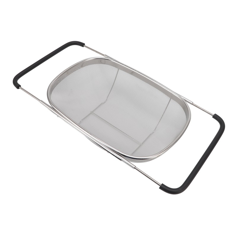 Over The Sink Colander Stainless Steel Telescopic Strainer Basket Rubber