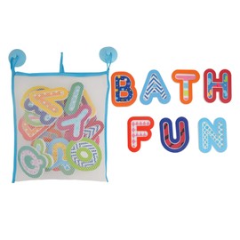 Buddy & Barney | Alphabet Letters Bath Toy Stickers A-Z 26 EVA Foam Pieces plus net mesh storage bag organiser for Bathroom.