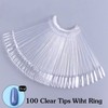 Pack of 100 Nail Sticks, Transparent Nail Art Tip Ring
