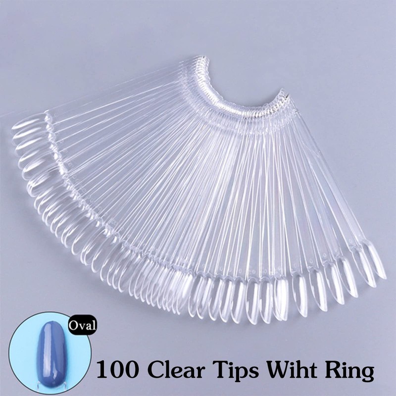Pack of 100 Nail Sticks, Transparent Nail Art Tip Ring