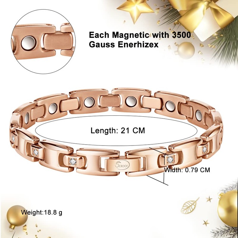 JEROOT Titanium Magnetic Bracelet for Women - Adjustable Size, 3500