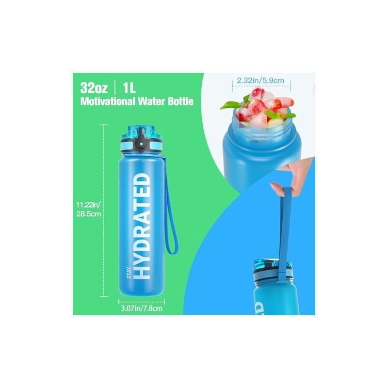 Saharasailor Sahara Sailor 33.8oz Blue Water Bottle Leakproof BPA Free