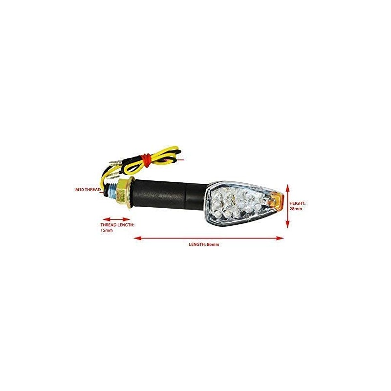 Motorbike LED Indicators - Black - Long Stem