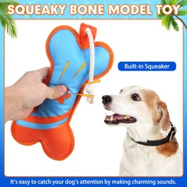 BINGPET Dog Pool Floating Toys 2 Pack - Durable Fetch Water Toys, Bone Shaped Squeaky Dog Toy with Rope for Dog Summer Pool Interactive Doggies Chew Toys