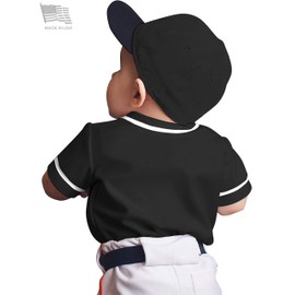 Ma Croix Mx - playera de béisbol con botones para niños, 5up01_black/white, 2 Años