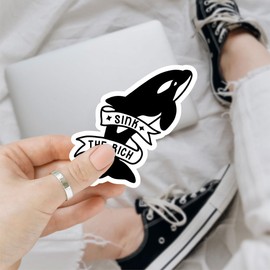 3 Pcs Sink The Rich Whale Team Orca Sticker Killer Whales Sticker, Orca Stickers, Whale Stickers - Vinyl Sticker 3x3 for Water Bottles Laptop Phone Car Helmet Hard Hat