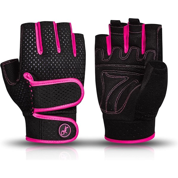 MOREOK Workout Gloves Gym Gloves for Men/Women, [3MM Gel Pad] [3/4 Finger] Weight Lifting Gloves Fitness Gloves for Powerlifting,Exercise,Fitness,Training Pink-M