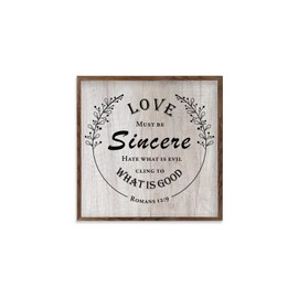 Nintydays Love Must Be Sincere Hate What is Evil Cling to What is Good Bible Verse for Bedroom Bathroom Kitchen Dining Laundry Room Nursery Sign Decor Wooden Sign with Sayings 12X12