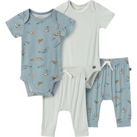 Modern Moments by Gerber Baby Boys' Bodysuit and Pant Set, Medium Teal Fishing, 3-6 Months