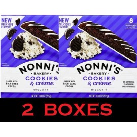 Nonni's Bakery Cookies & Creme Biscotti Rich Dark Cocoa 6.88 oz Box  2 PACK