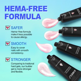 AIMEILI Poly Nail Extension Gel Builder Nail Gel Hema Free Poly Nail Enhancement Nail Art Design DIY Salon Nail At Home Gift for Women Nail Gel - 071