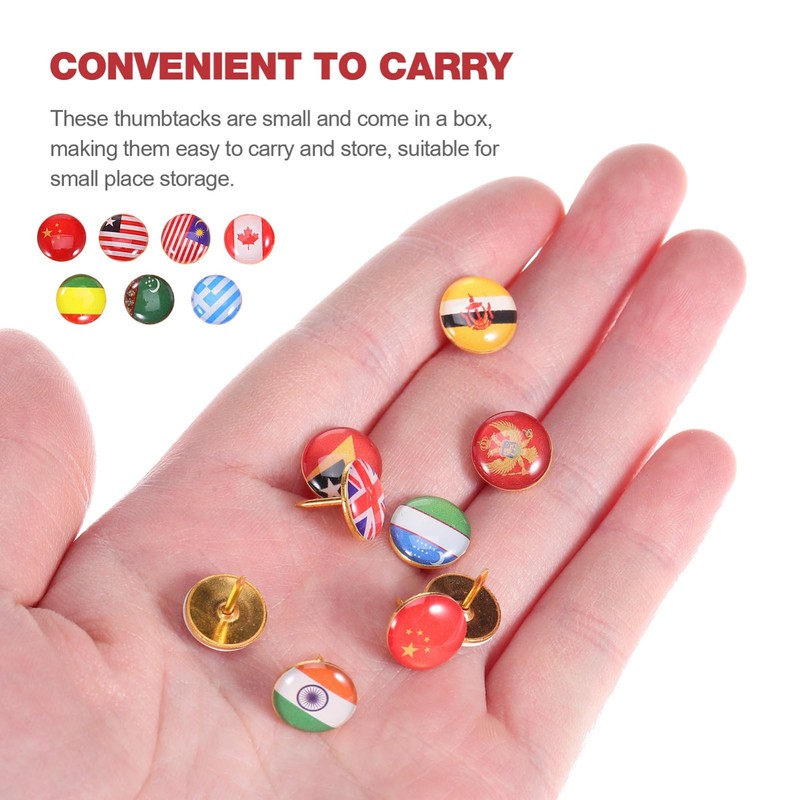 Operitacx 200pcs National Flag Push Pins, Decorative Push Pins for