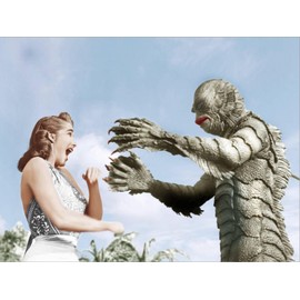 ART.COM Stretched Canvas Print Creature from the Black Lagoon, Julie Adams, Ben Chapman, 1954, 16" x 12"