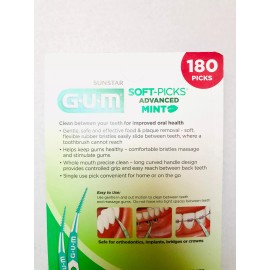 Sunstar Gum Soft-Picks Advanced Mint, 2 Pack x 180 Picks, Dental Care Floss, Tooth Picks