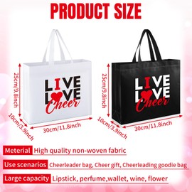 Bulyoou 24 Pcs Cheer Bags Cheerleader Gift Bulk Cheerleading Tote Non Woven Goodie Bag with Handles for Women(Red Pattern)