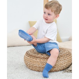 ZAPLES Baby Boys Non Slip Grip Crew Socks with Anti Skid Soles for Infants Toddlers Kids, Boys - 9 Pairs, 12-36 Months