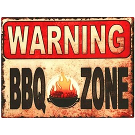 Moritz Decorative Tin Sign Warning BBQ Zone Barbecue Fire 25 x 33 cm Metal Sign Retro Vintage Design for Decoration Wall Decoration
