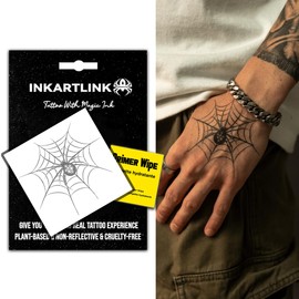 INKARTLINK Semi Permanent Tattoo, Temporary Tattoo, party tattoo, beautiful and realistic design, fun tattoo experience, cruelty-free, non-reflective, waterproof (Spider Web 3)