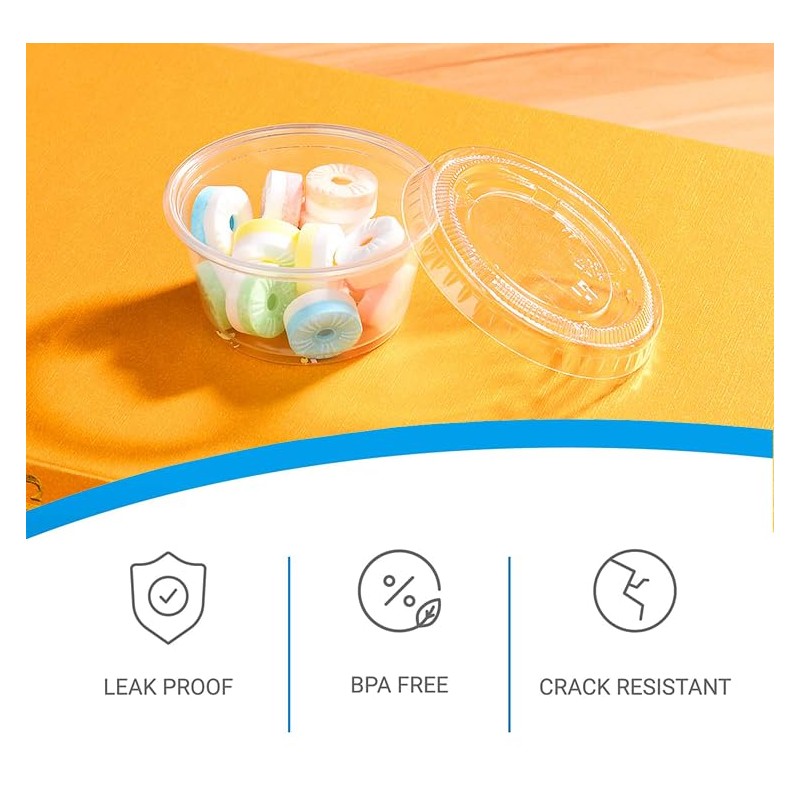 EDI Clear Disposable Plastic Portion Cups with Leakproof Lids |