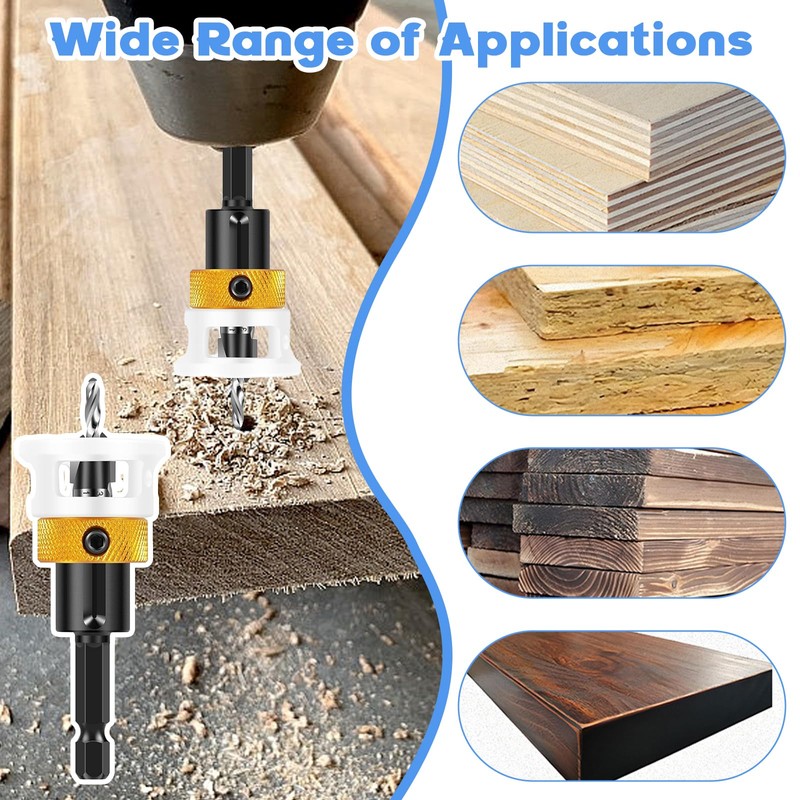 Countersink Drill Bit Set Depth Stop Practical Countersink Wood Drill