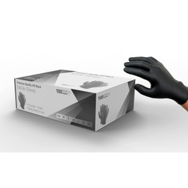 100 Strong HD Disposable Black Nitrile Examination Gloves –Powder Free, latex Free - Medical, Food, Mechanical, Industrial, Hair & Beauty, Cleaning (Strong HD Gloves -Black, L (Pack of 100)