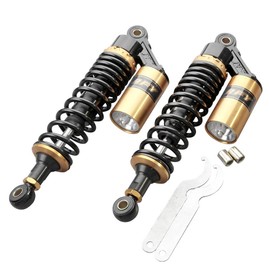 GZYF Pair 320mm Universal Motorcycle Rear Air Shock Absorbers Adjustable Go Kart Suspension for HONDA for Suzuki for Kawasaki for Yamaha ATV Go Kart Quad Dirt Sport Bikes Black & Gold