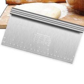 YUNYU 22cm Edelstahl-Bankschaber & Teigschneider - Hochleistungs-Brotschaber mit Messmarkierungen, professionelles Teigschaber-Werkzeug für Backen, Gebäck, Pizzateigzubereitung