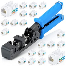 EMS easyJACK (CAT6 Kit) - Speed Termination Tool, with 20-Pack of White Cat6 Keystone Jacks - Punch Down Ethernet Crimper for EMS RJ45 UTP Female Connectors