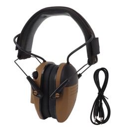 Noise Reduction Electronic Earphones Noise Reduction Foldable ABS Adjustable Headband Safety Ear Muffs for Mowing Work Khaki