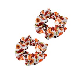Thanksgiving Pumpkin Hair Scrunchy Fall Turkey Ponytail Holder Thanksgiving Hair Scrunchies JHT22 (Set-A)