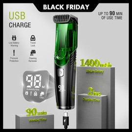 Vacuum Beard Trimmer with Adjustable Length Comb,Vacuum Trimmer for Beard, Mustache, and Stubble, Rechargeable Lithium Power, Washable rechargeable men