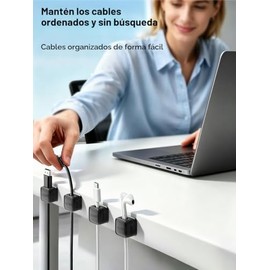 Paquete de 8 Organizadores de Cables con Soporte, Costop Fuerte Adhesivo Magnético para Gestión de Cables de Escritorio, Fácil de Abrir, Organiza los Cables de Carga del Teléfono y Alambres de Manera