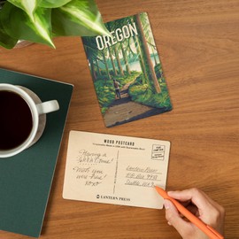 Oregon, Walk In The Woods, Day Hike (4x6 Birch Wood Postcards, 2-Pack Stationary, Rustic Home Wall Decor)