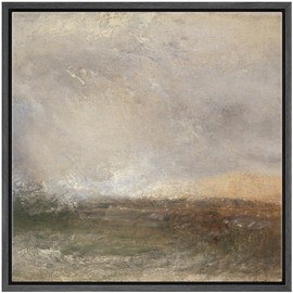 SIGNFORD Framed Canvas Print Wall Art Impressionist Seascape - Abstract Ocean and Sky Illustrations Modern Art Relax/Calm Warm for Living Room, Bedroom, Office - 24"x24" Black