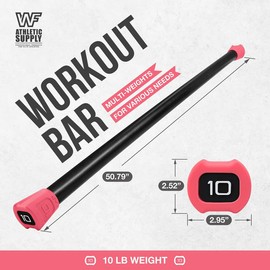 WF Athletic Supply Body Bar Workout Bar Padded Weight Bar for Body Sculpting, Physical Therapy & Body Toning