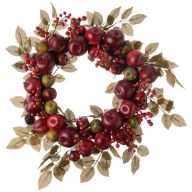 Worth Imports Mixed Leaf 24" Apple Pomegranite Wreath On Natural Twig Base