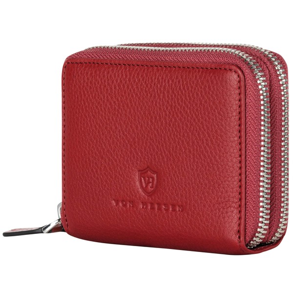 VON HEESEN Leather Wallet for Men and Women, red, 2