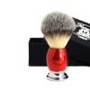 Synthetic Hair Shaving Brush Red & Silver with Classic Box